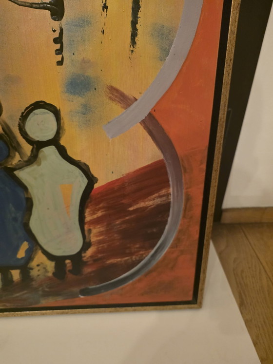 Large Expressive Painting - Mixed Media/Oil on Canvas (84 x 84 cm), Art, Wood, Gold (photo 6 of 9)