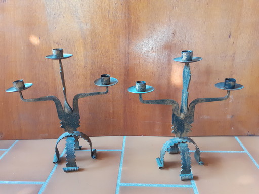 2 Brutalist candlesticks from the '70s