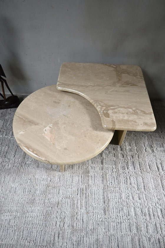 Set of 2 1970s marble coffee tables, Stone, Creme (photo 2 of 13)