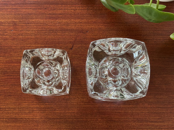 Image 1 of Vintage Sklo Union Space Age Ice Cube Cube Candlesks Glass - Design Rudolf Jurnikl 1960s