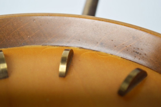 Image 1 of Mid Century Clock by Kienzle / Teak & Brass / Tripod Desk, Table or Shelf Clock / Germany, 1960's