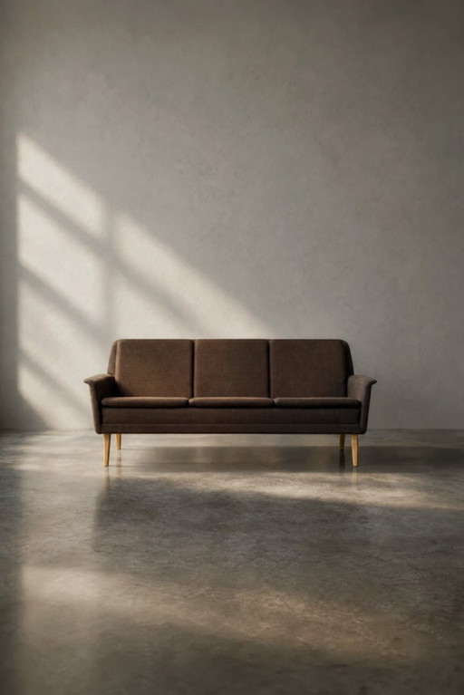 Mid-Century Danish Modern Brown 3-Seater Sofa by Folke Ohlsson for Fritz Hansen, 1960s – 3 5 zitsbanken, Textile, Wood