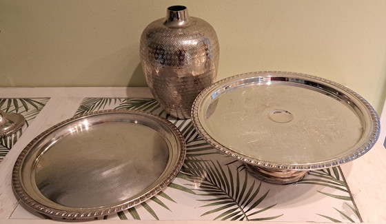 Image 1 of Elegantes Konvolut versilberter Deko- und Tischaccessoires | Nachlass | Kerzenhalter, Etagere, Vase, Tablett u. v. m.