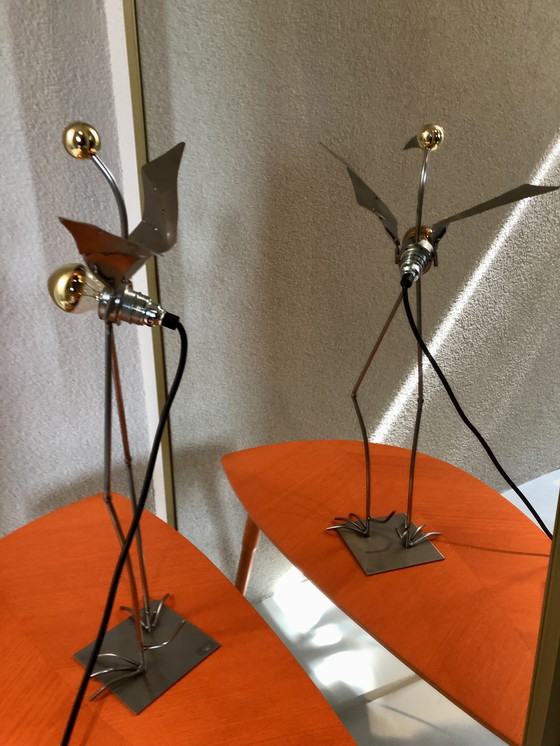Image 1 of Vintage tafellamp goud Vogel van Stubenrauch 2 stuks