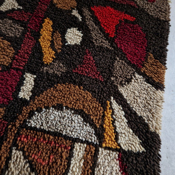Image 1 of 70's vintage wool wall hanging spaceage smyrna art rug