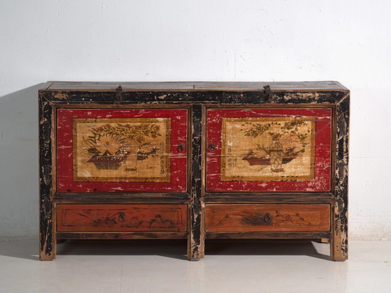 Antique painted sideboard in elm wood – China, circa 1950 – Iron (photo 25 of 40)