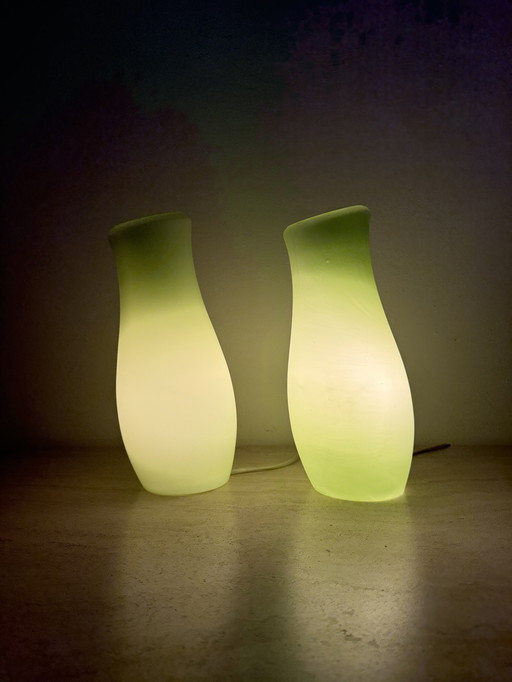 Vintage glazen IKEA tafellamp Mynolit 1990 van Kristin Leibel & Kristian Andersson