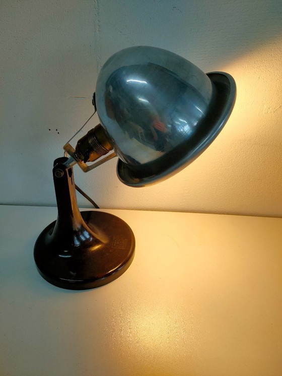 Image 1 of Rare industrial Bauhaus (style) 1950s-60s table lamp by Fritz Pendorff (GDR) with Bakelite base