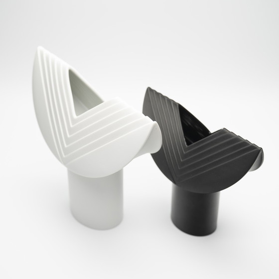 Image 1 of Rosenthal Studio Line Bisque Porcelain Vase Duo Ambrosio Pozzi Totem Minimalist