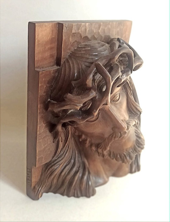 Bas relief tête de Christ couronné d'épines Hauteur 23,2 cm – Sculptures, Wood (photo 8 of 14)