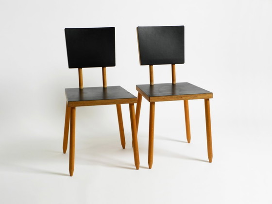 Image 1 of Twee zeldzame demontabele multiplex stoelen van Axel Kufus Model Stöcke voor Atoll