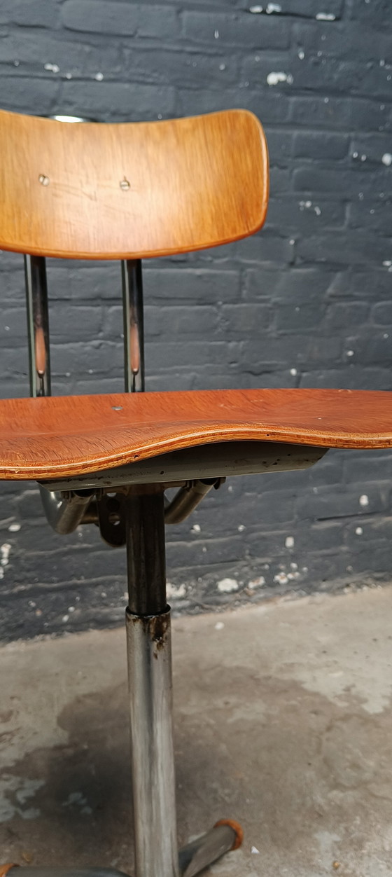 Image 1 of Zeldzame gebr. De wit gispen Bauhaus buizenframe chromen industriële atelier stoel schiedam holland 