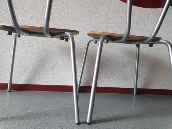 2 chaises rouges, matériau très robuste, Exsta Nederland BV – Chaises de salle à manger, Metal, Wood (photo 5 of 7)