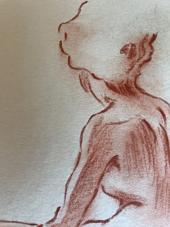 Image 1 of Ritratto femminile firmato su lavagna "Posa in studio"