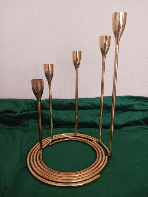 Brass Candlestick Set Danish Design