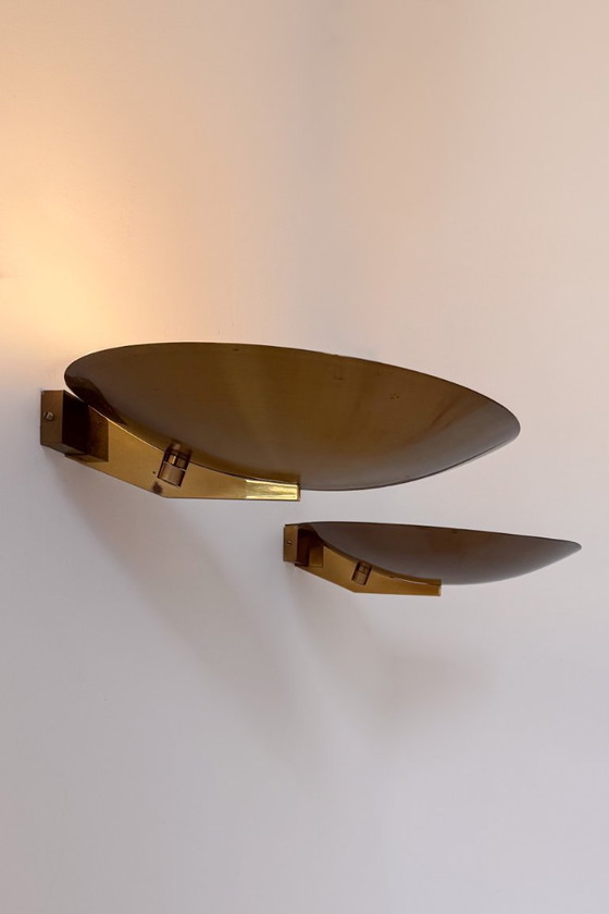 Pair of vintage brass Wall lights, France 1970., Gold (photo 2 of 7)