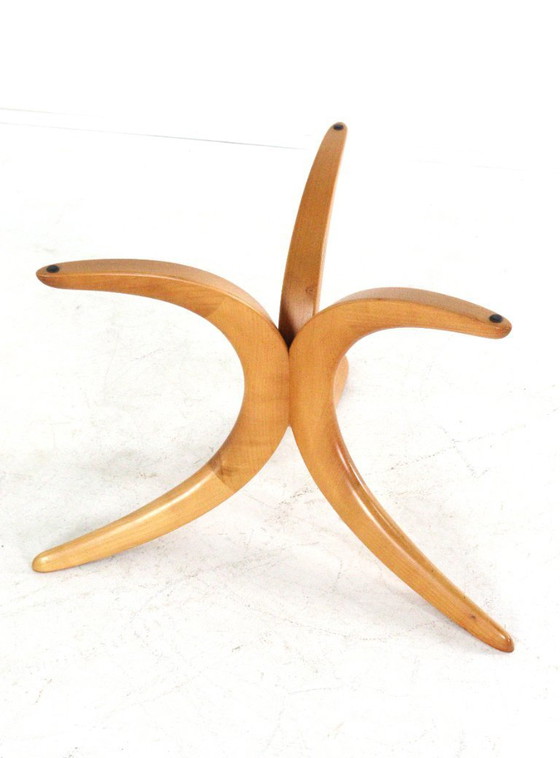 Image 1 of Table basse Alma Möbel avec pieds en forme de boomerang et plateau en verre, vintage