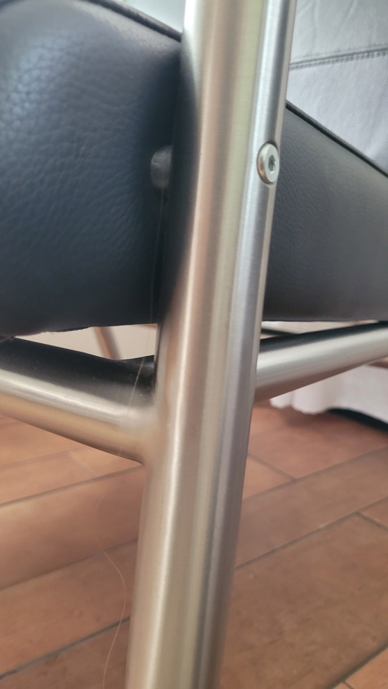 Image 1 of 2 sedie/poltrone in acciaio inossidabile e pelle nera