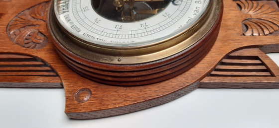 Stazione meteorologica barometro Art Nouveau/Art Deco – Karel van Buren, Vetro, Legno (photo 21 of 21)