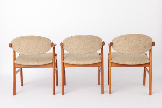 Set di 4 Sedie da pranzo danesi in teak di Schou Andersen Møbelfabrik, Tappezzeria beige originale, anni '70 (photo 5 of 11)