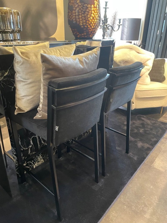 Image 1 of Set di 4 sgabelli da bar Eichholtz Scott neri