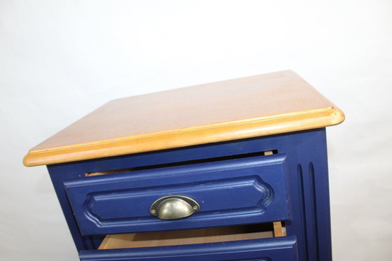 Image 1 of VINTAGE 7-DRAWER MIDNIGHT BLUE WARDROBE 1960 FRANCE