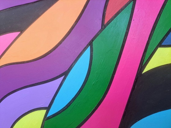 Image 1 of Courants Sauvages" - pintura abstracta de Franklin van Dam - Acrílico sobre MDF - 95 × 95 cm