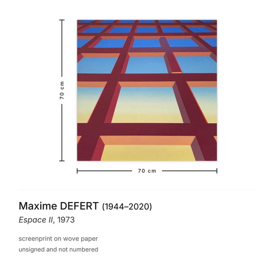 Maxime Defert Screenprint Espace II 1973 – Lithographs & prints, Paper (photo 3 of 5)