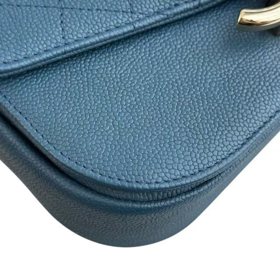 Image 1 of Chanel Coco Curve Cuba - Caviar Medium Quilted Dark Blue Gold Hardware Series 23
