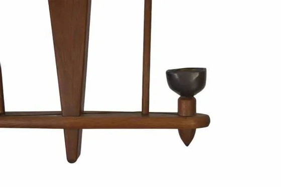 Lampadario in rovere di Guillerme e Chambron e ceramica di Danikowski anni '50 – Guillerme & Chambron, Legno (photo 10 of 11)