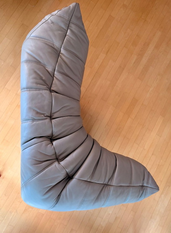 Canapé d'origine Ligne Roset en cuir Togo — Ensemble 4 pièces — Diva Lin/Indigo — avec documentation (photo 7 of 15)