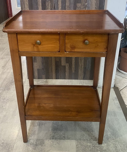 Table d’appoint 2 tiroirs merisier 1950