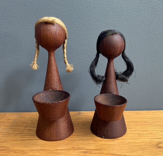 Image 1 of 2 statuette in teak di peperone e sale da tavola 1960