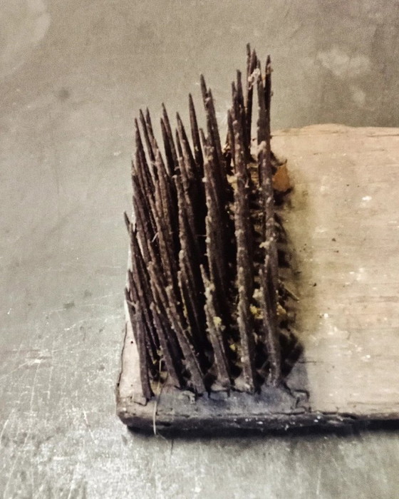 Image 1 of Miroir artisanal soleil fer motif palmes - création pièce unique