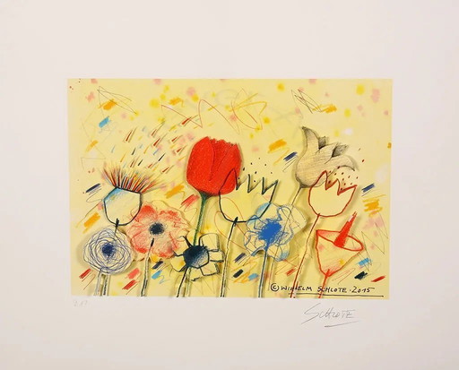 Schlote, Wilhelm - Flower greetings - 3D construction - signed by hand