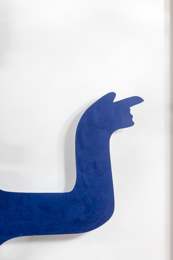 Image 1 of Eva" Decorative Panel in Blue Lacquered Metal. Contemporary work.