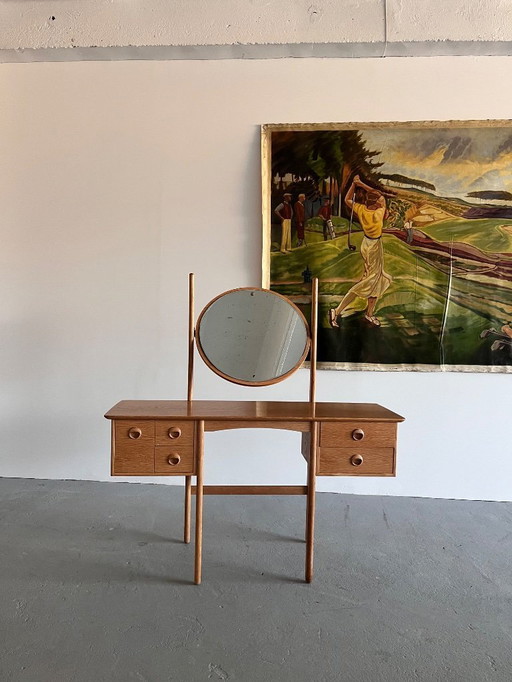 Oak dressing table with mirror, Norway, 1970s