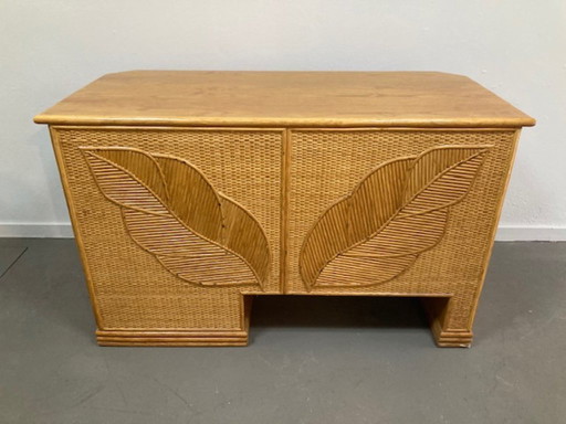 Bureau unique en rotin de roseau fendu ou en crayon, style Vivai del Sud