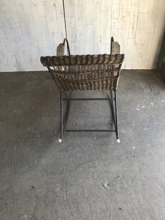 Mid-Century Bentwood and Steel Rocking Chair, 1960s, polished steel, Mid Century Modern (photo 7 of 8)
