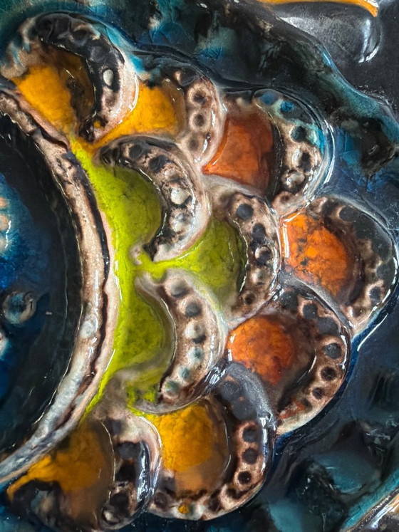 Due decorazioni murali in ceramica, farfalla e pesce, Caraten Tönnieshof, West Germany, Metallo, Arancione (foto 7 di 8)