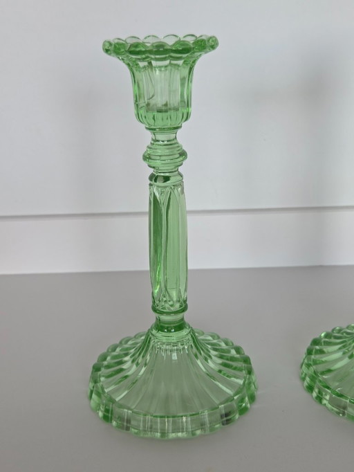 2 candelieri vintage verdi