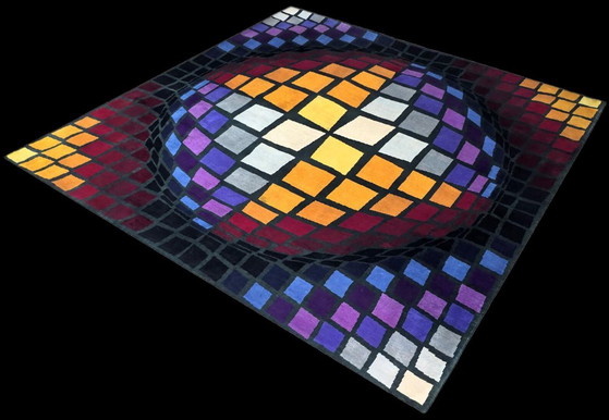 Victor Vasarely Tromba Rug – Hand-Knotted Wool, Limited Edition 2/8 (225x225cm) – Rugs & carpets (photo 3 of 10)