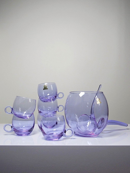 Sangria-/Punschset Vintage 70er Jahre Alexandrit "Bleikristall"