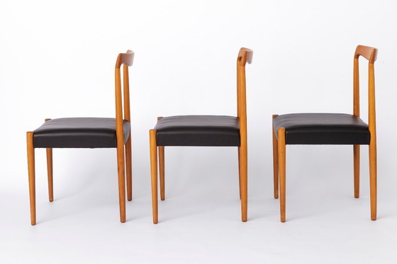 Image 1 of Set of 6 Vintage Lübke Dining Chairs 1970s Germany, Mid Century Beech Wood Chairs