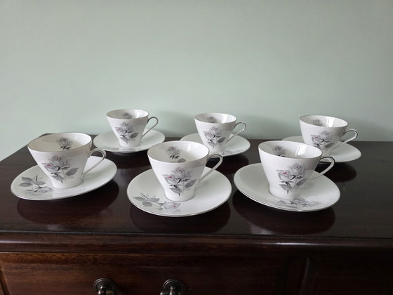 Image 1 of Servizio da caffè Vintage Bavaria Black Rose – 6 persone