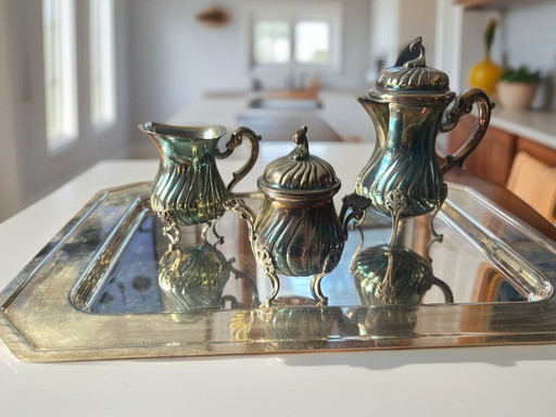 Venezianisches Kaffeeservice in 800er Silber im neoklassizistischen Stil