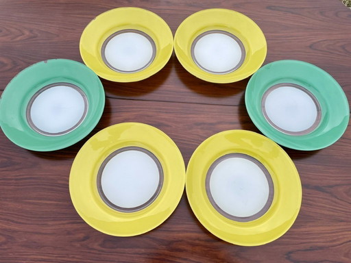 Suppenteller aus der Mitte des 20. Jahrhunderts von Duralex, 6er-Set, 1960er Jahre