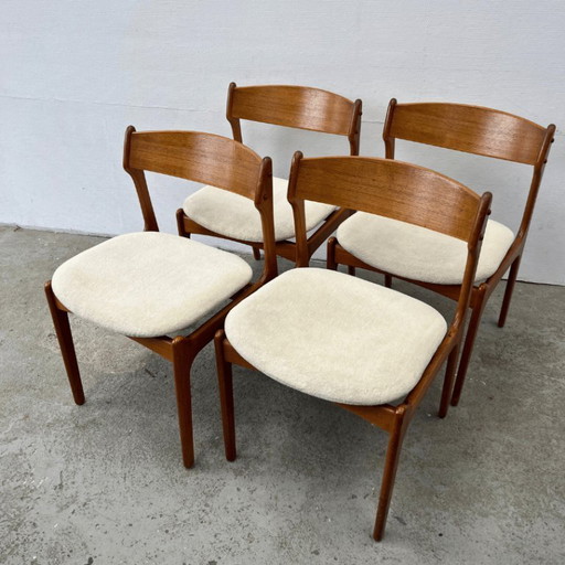 4x Esszimmerstühle „Modell 49“ von Erik Buch für O.D. Möbler