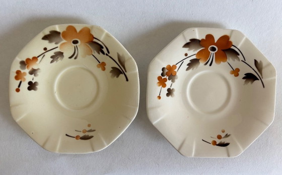 Image 1 of Set of 2 Societe Ceramique "Beatrix" cups and saucers