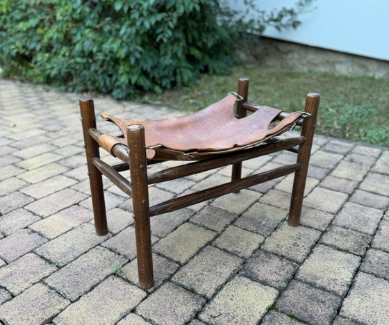 Tabouret Safari en Cuir, Années 1960 (photo 7 of 7)